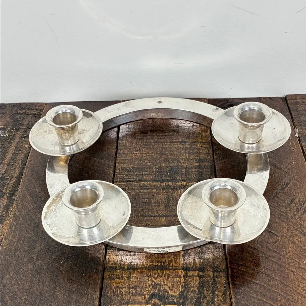 Restoration Hardware Silver-Plated Candle Holder Round Circle Centerpiece Wreath